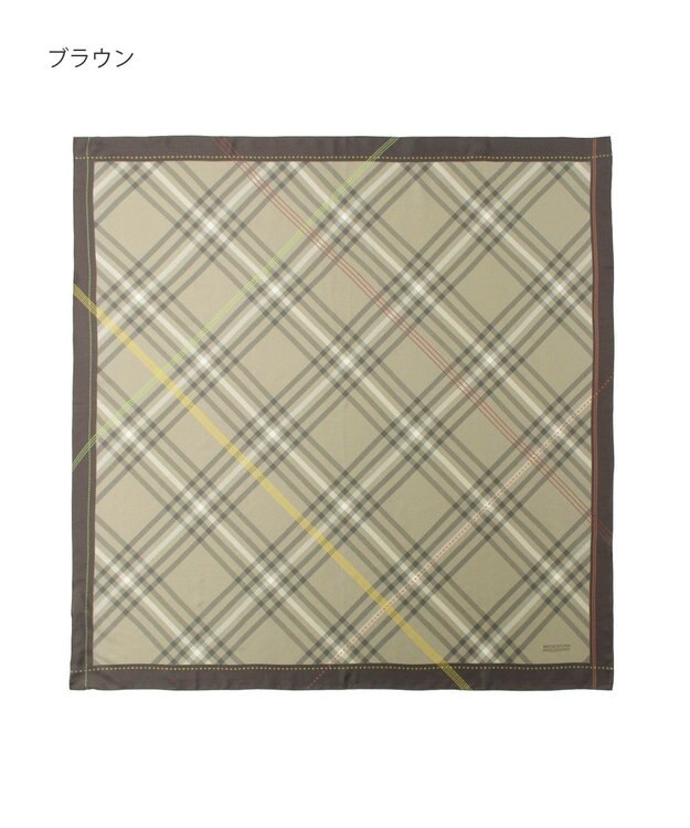 MOONBAT MACKINTOSH PHILOSOPHY(マッキントッシュ フィロソフィー）シルクスカーフ チェック 88×88㎝ 日本製 ブラウン