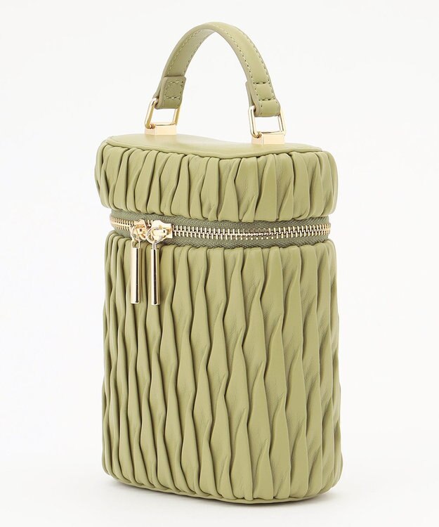 LA BAGAGERIE 【MONICA】ランダムプリーツバニティバッグ グリーン