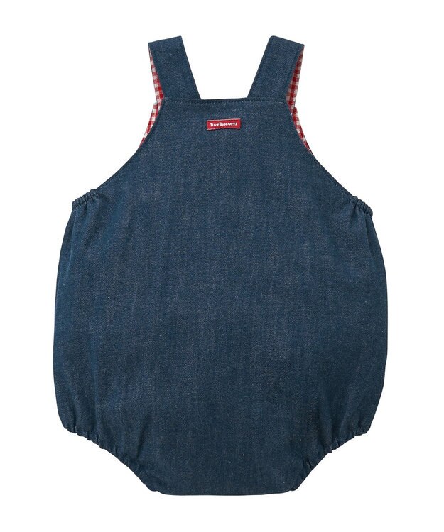 MIKI HOUSE HOT BISCUITS 【70-90cm】 顔ドン　デニムロンパース 紺
