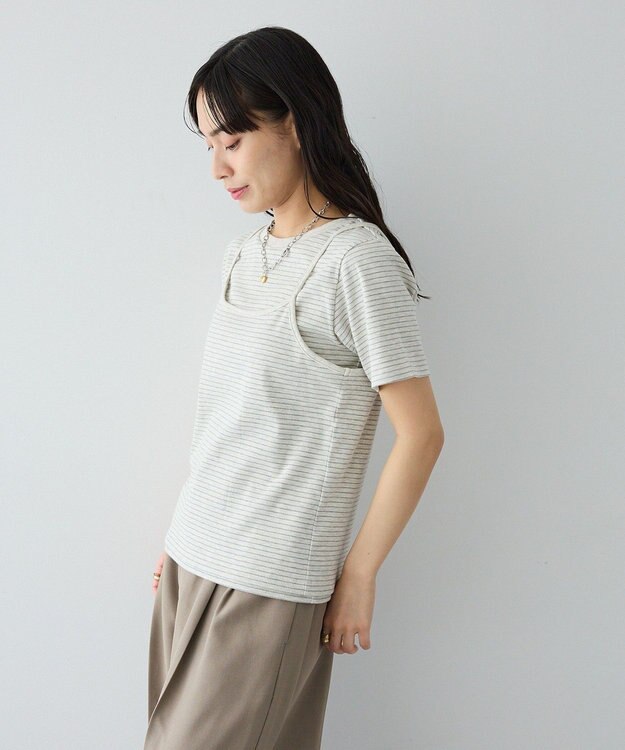 CRAFT STANDARD BOUTIQUE 2点セット/ボーダーキャミ+Tシャツ Light Gray