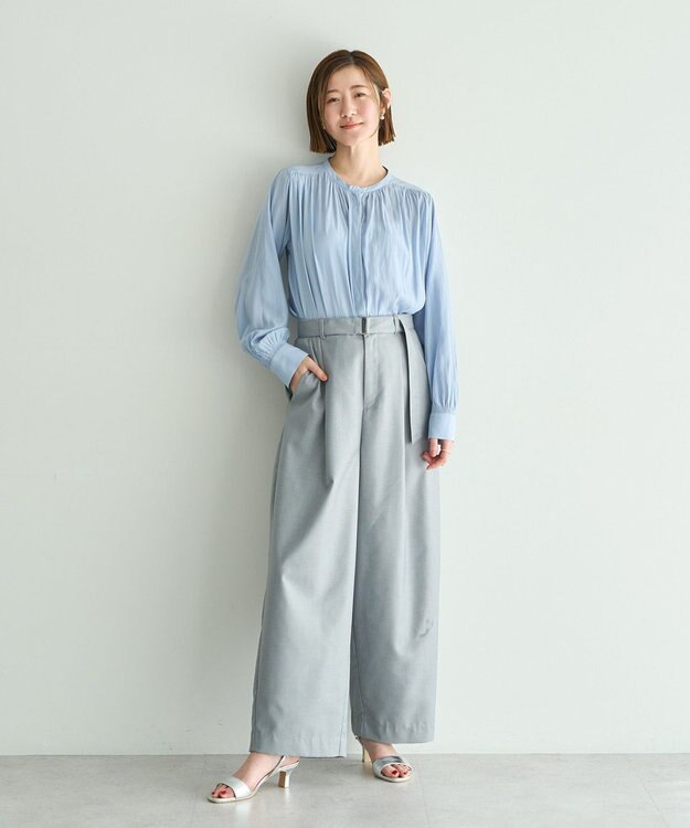 YECCA VECCA ギャザーブラウス Light Blue