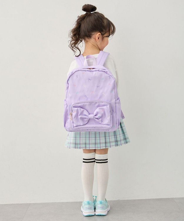 ANY KIDS 【10L容量】総柄刺繍リュック ラベンダー