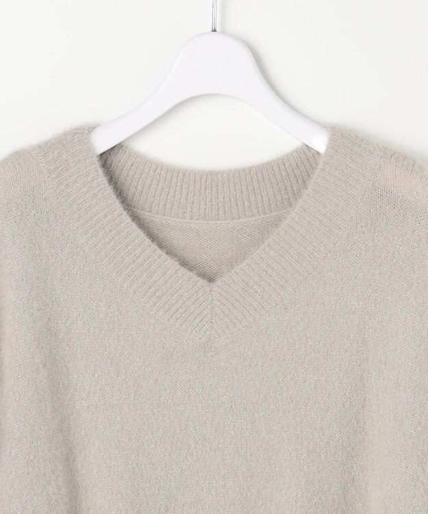 ANY SIS 【2SET】フェザー ニット × フロッキー スカート ライトグレー×ブラック