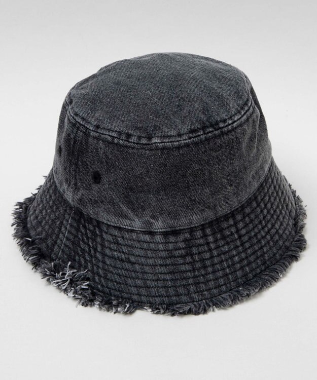 WEGO 【ユニセックス着用ITEM】デニムフリンジバケットハット ブラック