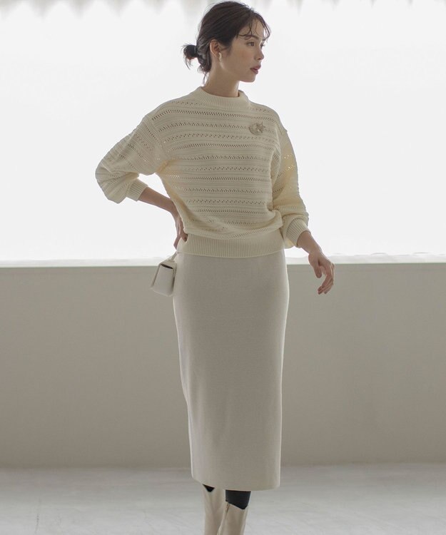 組曲 S 【Oggiコラボ】きらきらラメニットスカート パールホワイト系