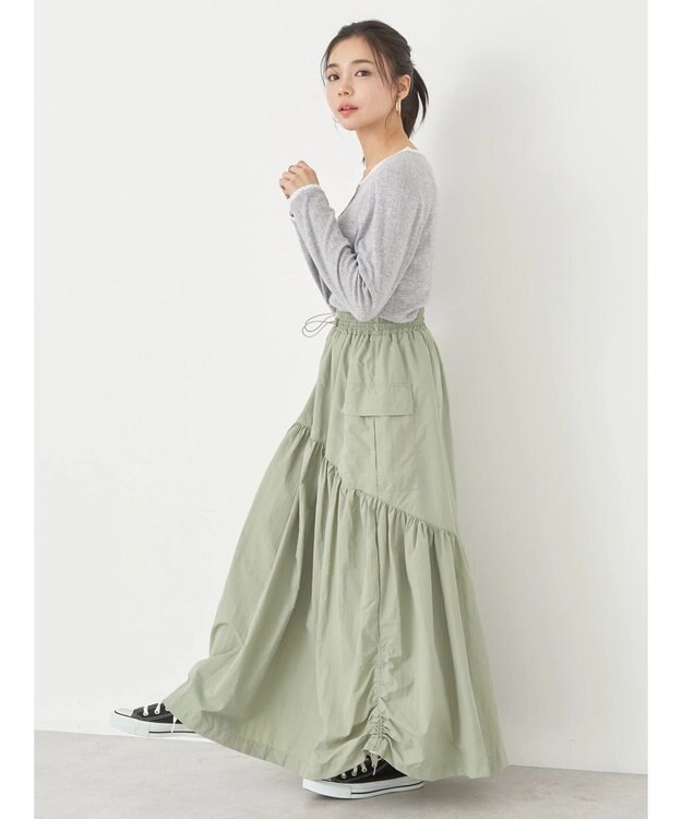 earth music&ecology アイレットジャガードタイトプルオーバー Gray Mixture