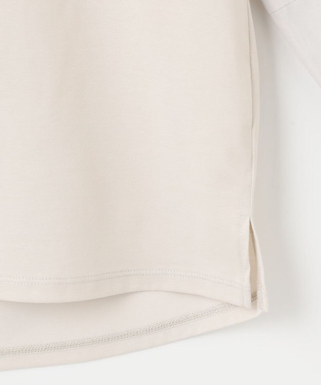 J.PRESS LADIES L プレーティングジャージー タックスリーブ カットソー グレージュ系