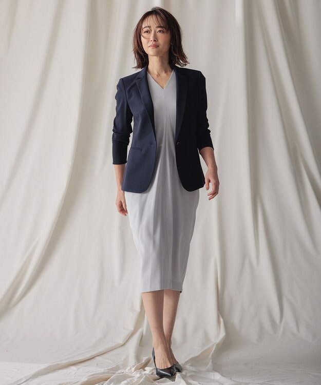 BEIGE， 【L-size】CINDY / Vネックドレス Ice blue