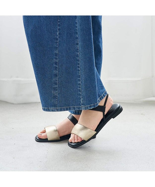 MODE ET JACOMO <MODE ET JACOMO>シンプルフラットストラップサンダル ゴールド