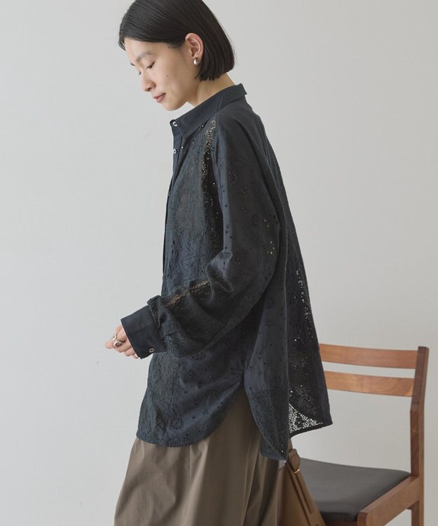 AMERICAN HOLIC レースパッチワークシャツ Black
