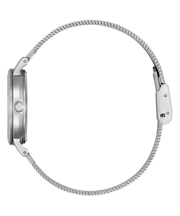 CITIZEN 【ソーラーテック】大きめ文字盤　判読しやすいアラビア数字　簡単ベルト調整　ギフトにぴったり シルバー