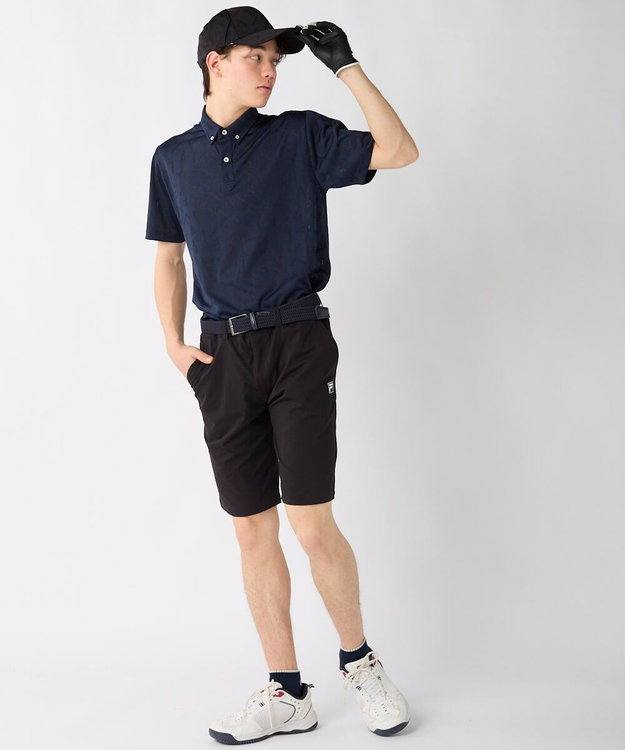 FILA GOLF／marie claire 【FILA GOLF】メッシュ加工ロゴ半袖ポロシャツ ネイビー
