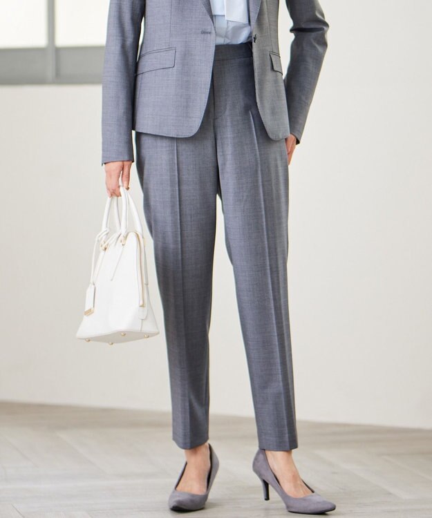 23区 【セットアップ対応】ラフィーネウール テーパードパンツ グレーミニチェック