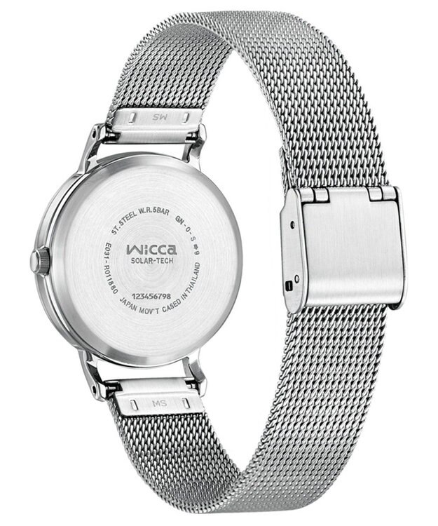 CITIZEN 【ソーラーテック】大きめ文字盤　判読しやすいアラビア数字　簡単ベルト調整　ギフトにぴったり シルバー