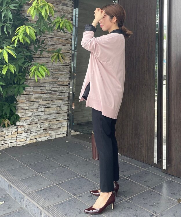 UNFILO スタイルアップニット カーディガン ローズ系