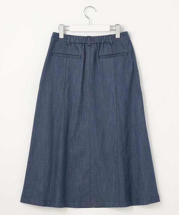 J.PRESS LADIES 【洗える】セルロースシャンブレー フレアー スカート ブルー系