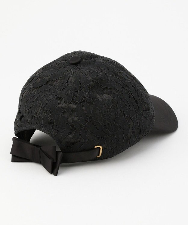 TOCCA 【つば部分UV90%以上カット・吸水速乾・抗菌防臭・洗える・サイズ調整可】LACE CAP リボンが外せる 2WAYレース素材キャップ ブラック系