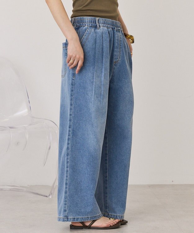 AMERICAN HOLIC ウエストタックイージーデニム Light Indigo