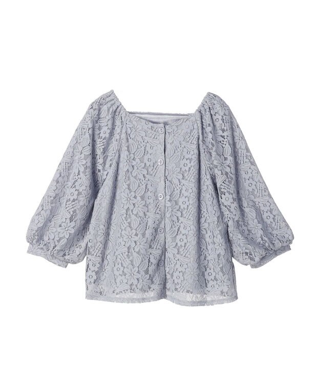 earth music&ecology フラワーレースブラウス Light Gray