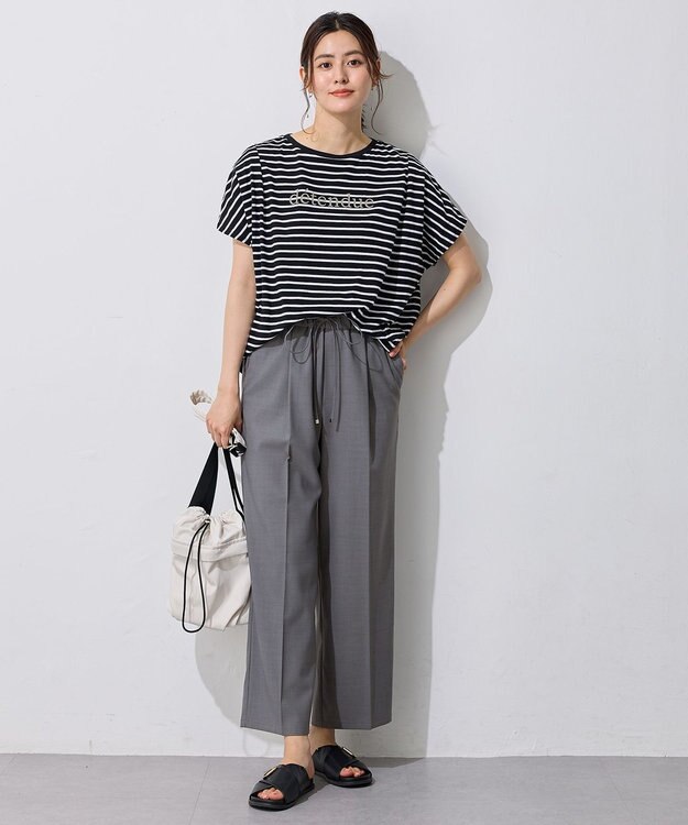 ANY エニィファンクションフレンチスリーブTシャツ ブラックベースボーダー(ロゴ)