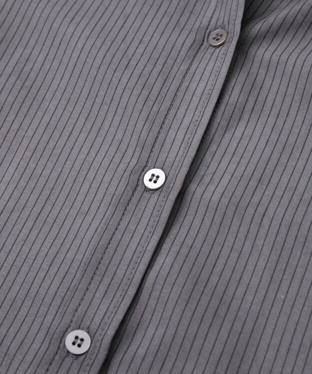 Green Parks シルキータッチストライプシャツ Charcoal Gray