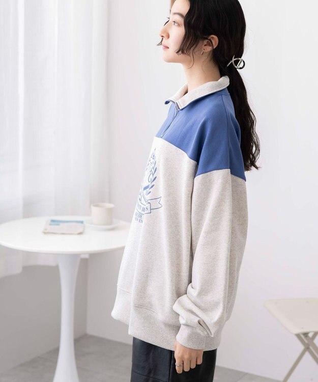 WEGO ハーフジップ切り替えBIBPO 杢グレー