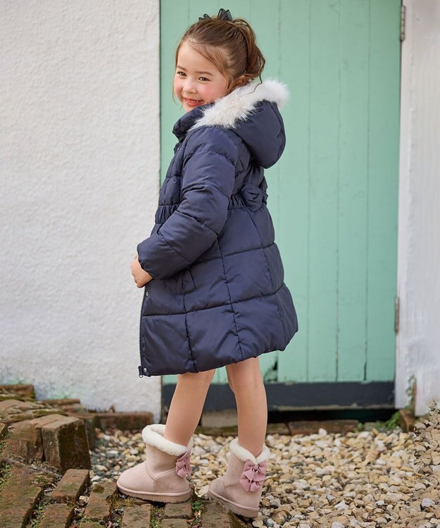 ANY KIDS 【洗濯機OK】中綿Aラインロングコート ネイビー