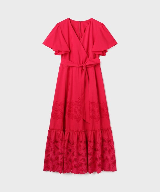 GRACE CONTINENTAL カットワーク刺繍ワンピース レッド