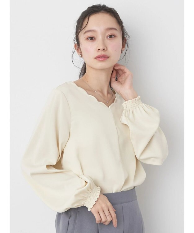 earth music&ecology スカラップブラウス Light Yellow