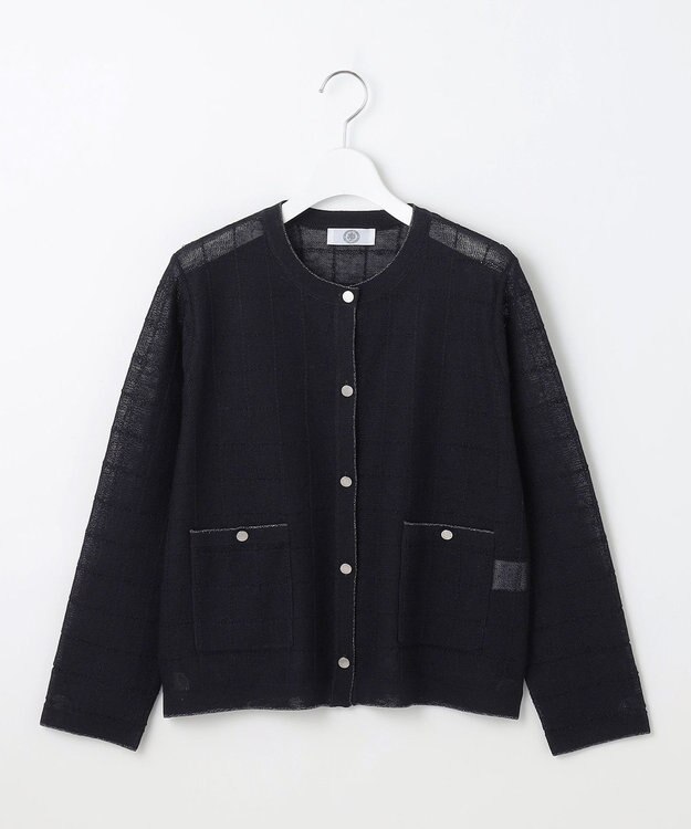 J.PRESS LADIES 【洗える】WINDY JACKET ニット ジャケット ネイビー系