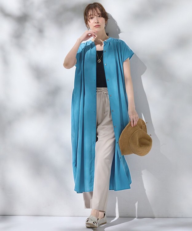 ANY スパンボイル撥水ワンピース ブルー