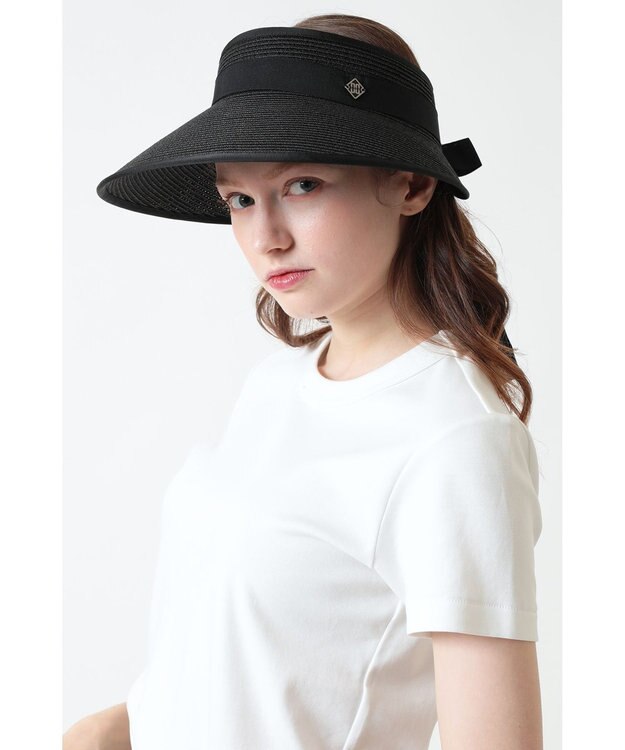 DAKS DAKS GOLF バックリボン 天然草ワイドバイザー ブラック