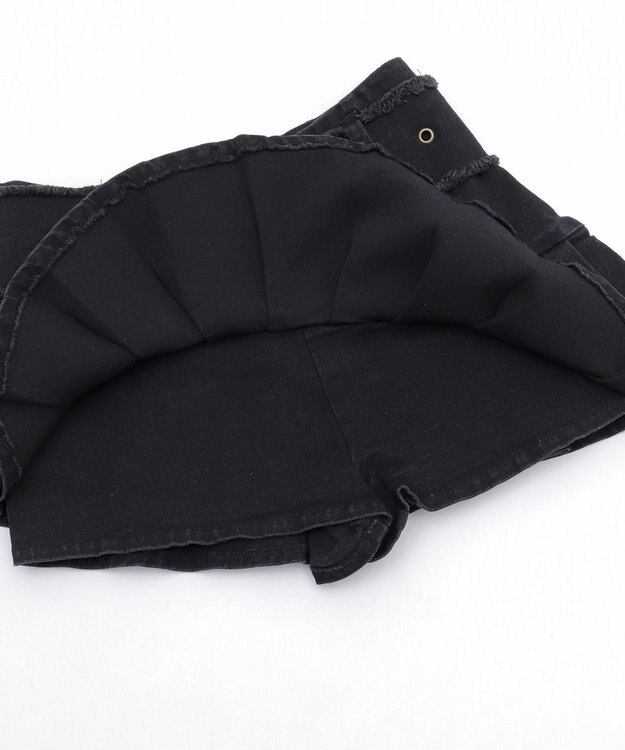 WEGO フリンジベルトプリーツデニムスカパン ブラック