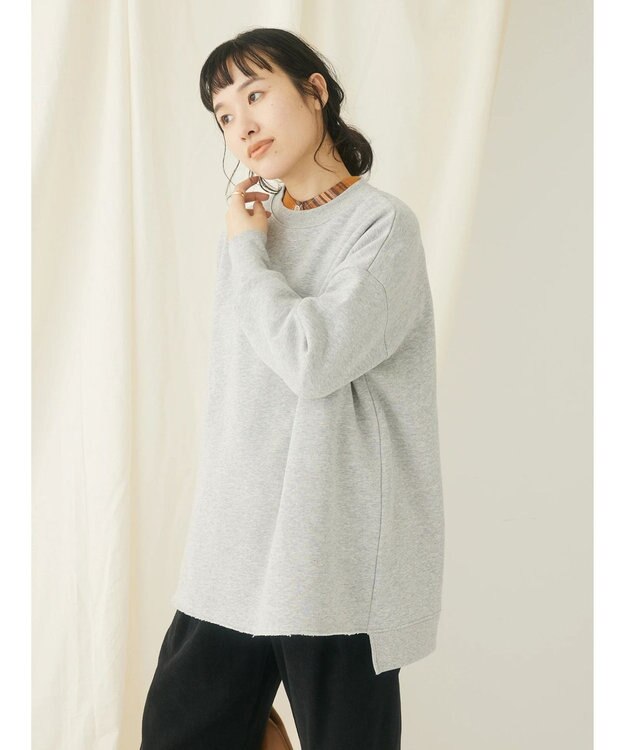 CRAFT STANDARD BOUTIQUE 裏起毛クルーネックチュニック Gray Mixture
