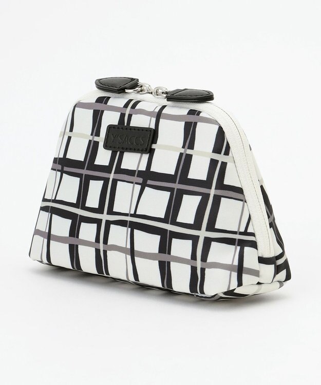 Y'SACCS 総柄プリントハーフムーンポーチ ブラック