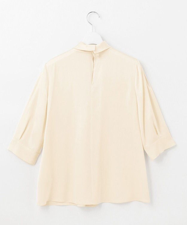 自由区 【洗える/UVケア/吸放湿性】シルクストレッチ ハイネックブラウス ベージュ系