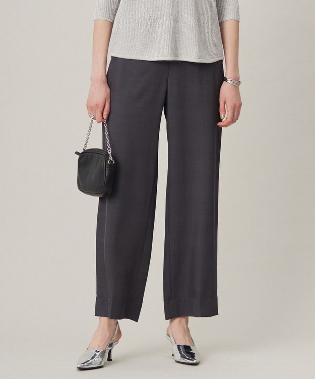 ICB L Vi/Ly/Liツイル ワイドストレートパンツ チャコール系