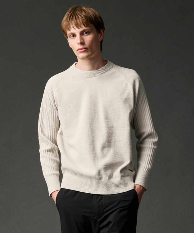 JOSEPH ABBOUD MOUNTAIN 【軽量/ソフト】ニットフリース プルオーバー ニット ライトグレー系