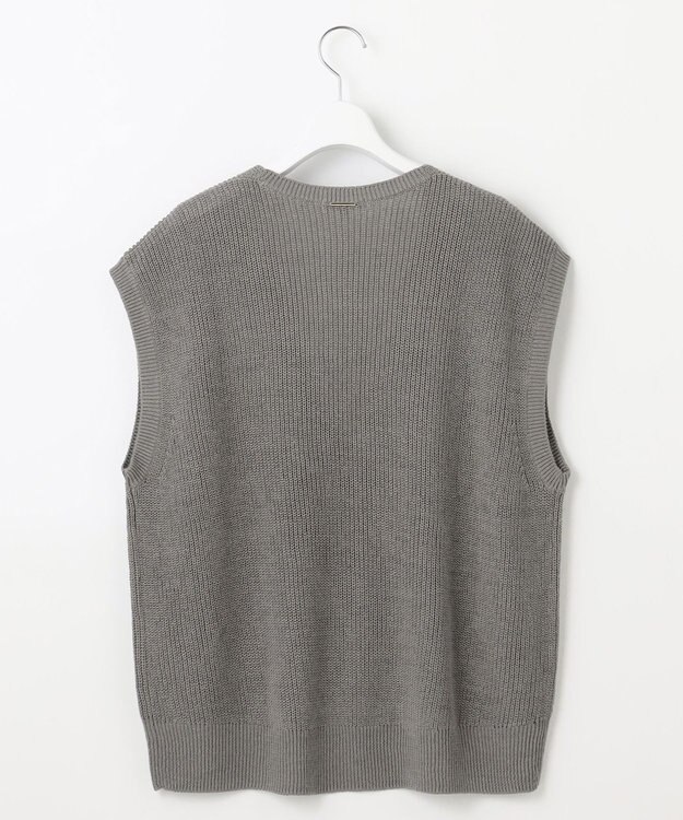 自由区 S 【洗える】コットンウールミドルゲージニット ベスト スレート