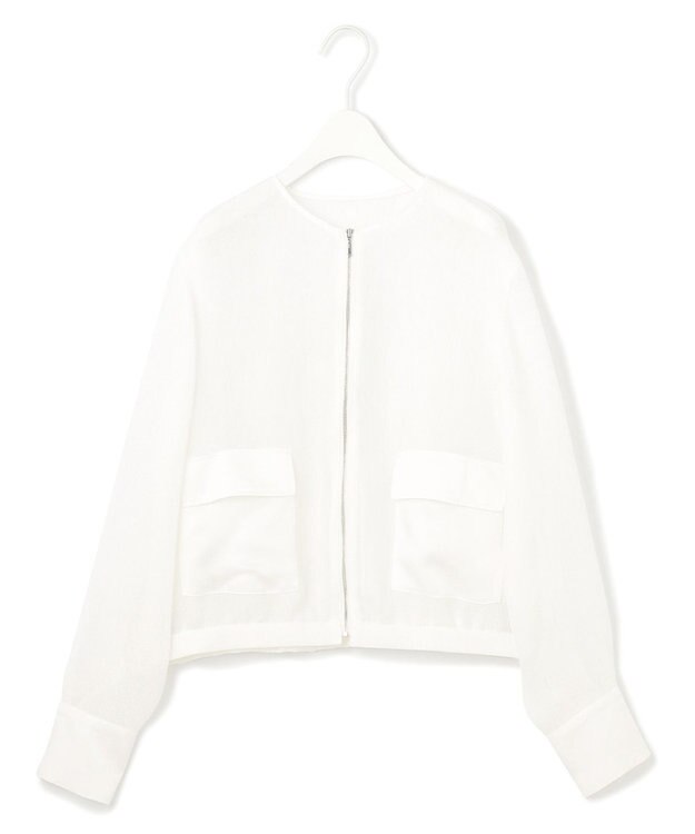 ICB L 【洗える】Ta/Peメッシュ ブルゾン オフホワイト系