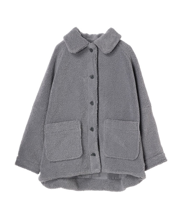 Etrarium ボアブルゾン　ブラックグレー ADAM ET ROPE' ジャケット ブルゾン 「WEB限定」スタンドカラーミドル