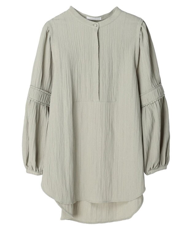 Green Parks 表面変化比翼シャツチュニック Smoky Green