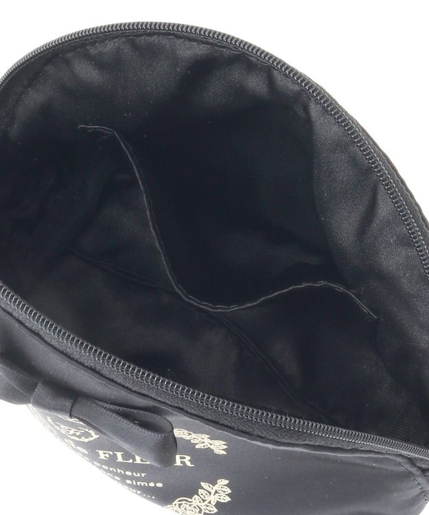 Maison de FLEUR サテンリボンラウンドポーチ Black