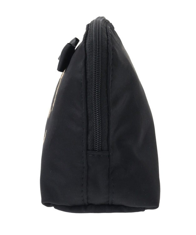 Maison de FLEUR サテンリボンラウンドポーチ Black