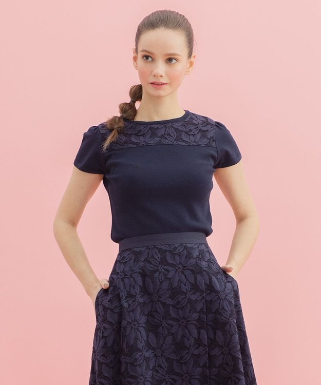 TOCCA 【洗える！】KNIT FLEURS プルオーバー ネイビー系