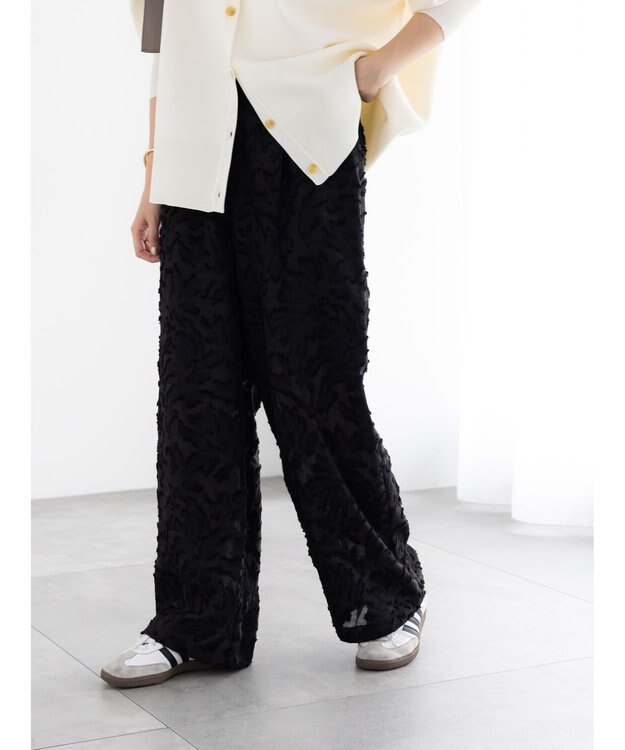 Te chichi カットジャガードパンツ(セットアップ可) ブラック
