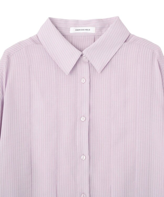 AMERICAN HOLIC ウエストタックシアーストライプシャツ Pink