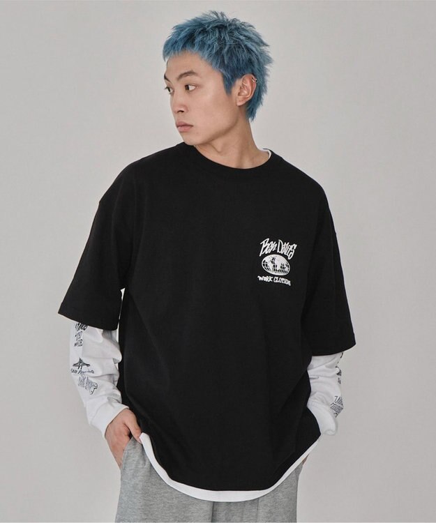 WEGO 【ユニセックス着用ITEM】別注BENDAVISアンサンブルグラフィックT ブラック