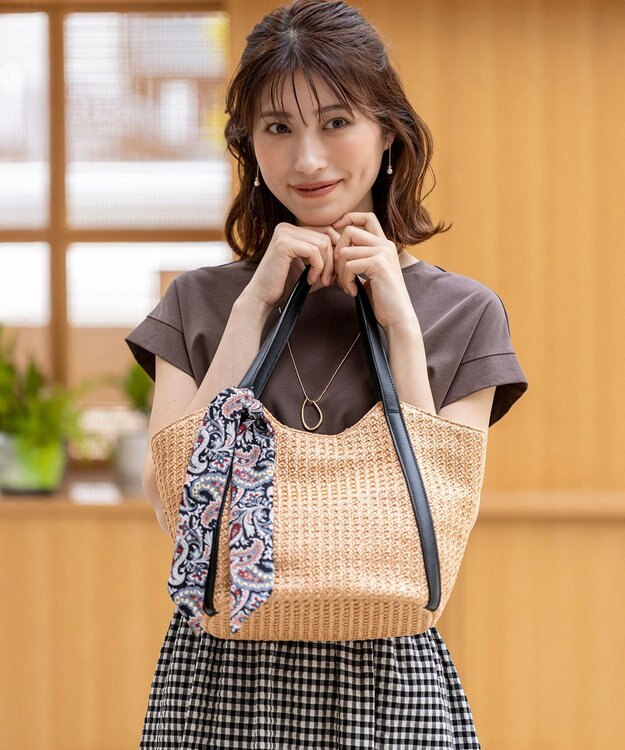 ANY SIS スカーフ付き カゴバッグ ナチュラル