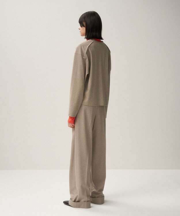 ATON MERINO COLLEGE JERSEY | Vネックプルオーバー BEIGE